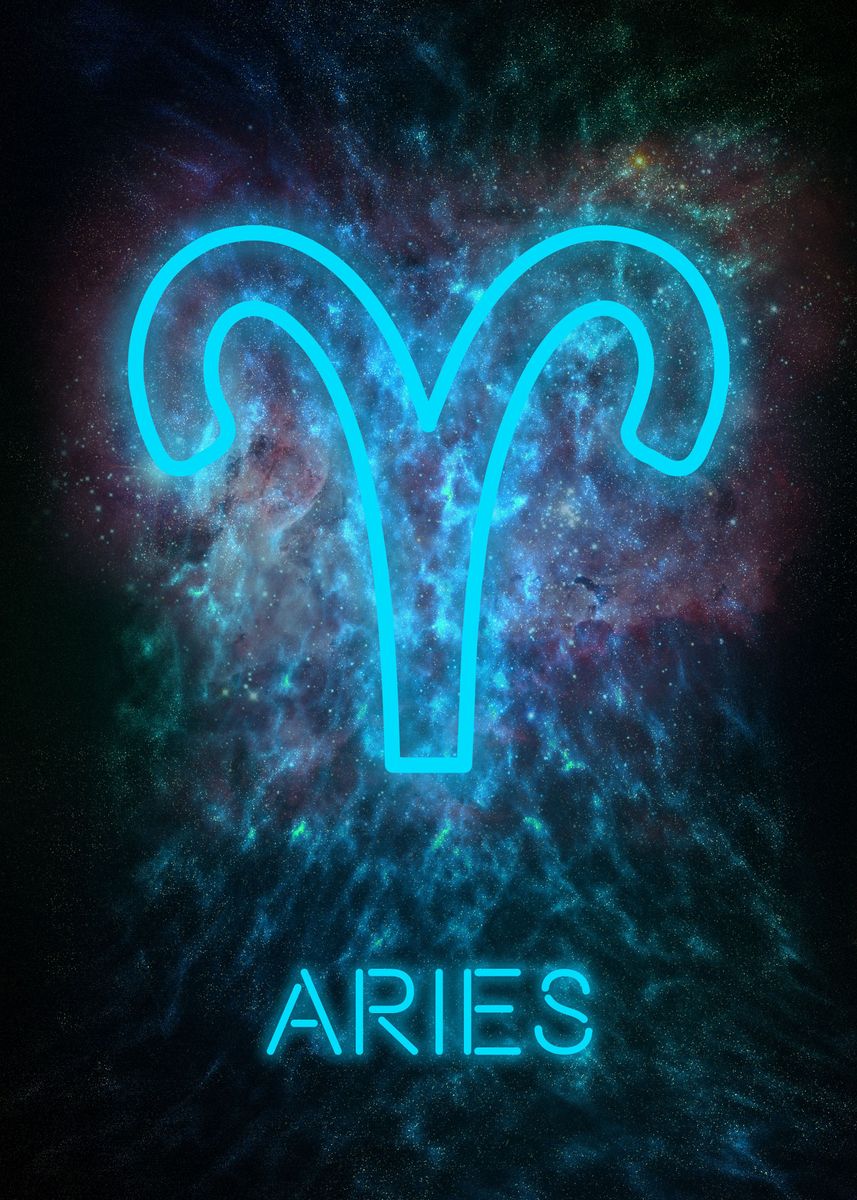 'Aries Star Sign' Poster, picture, metal print, paint by J C Designs