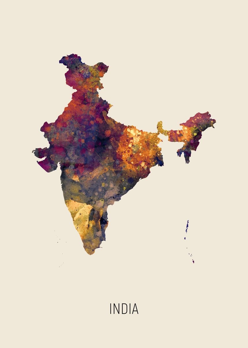 'India Map' Poster by Michael Tompsett | Displate