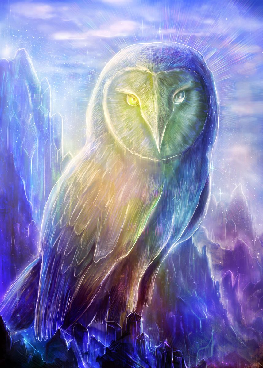 'Crystalline Owl' Poster, picture, metal print, paint by Louis Dyer ...