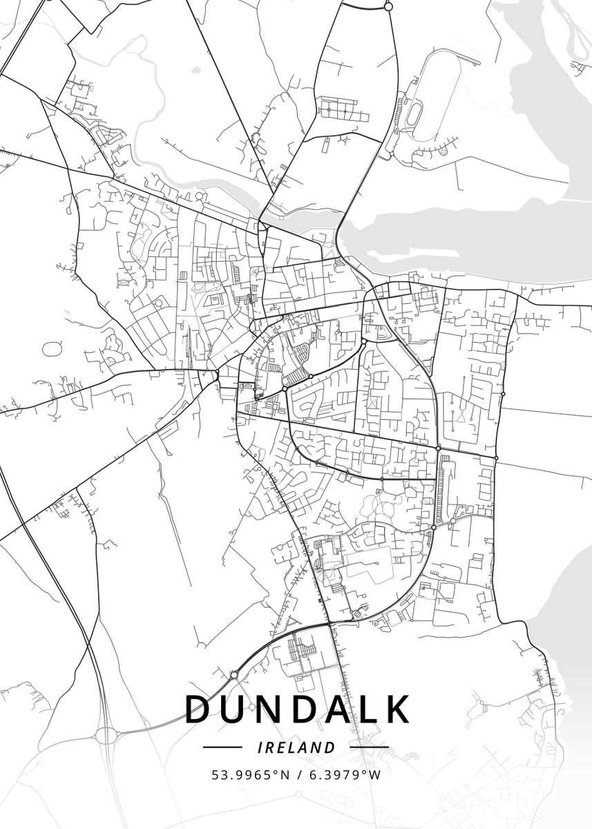 'Dundalk Ireland' Poster, picture, metal print, paint by Designer Map