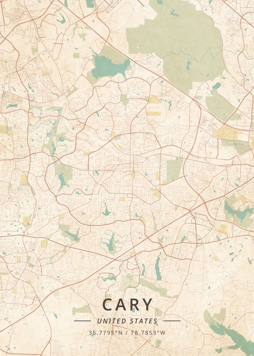 ‘Cary United States’ Poster by Designer Map Art | Displate