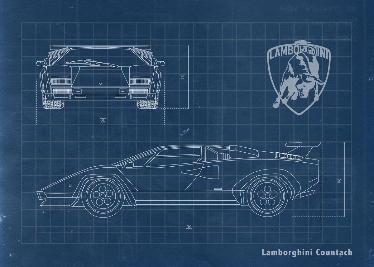 Lambo Countach Blueprint' Poster by Paul Solis | Displate