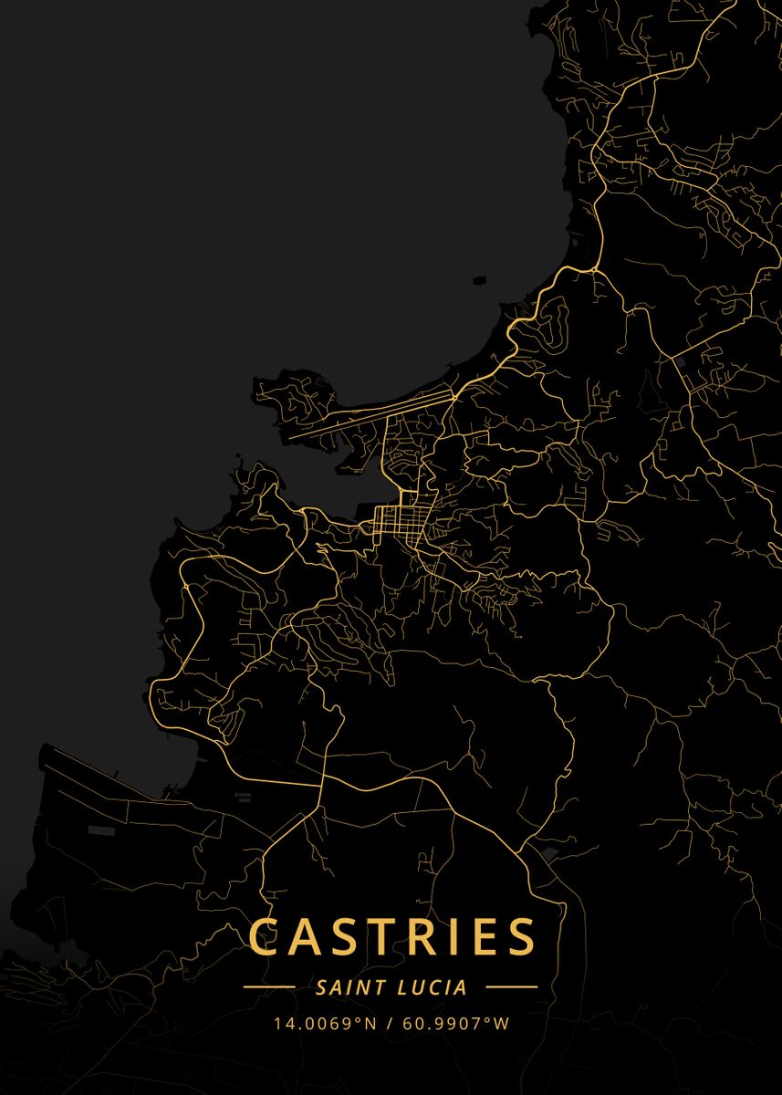 'Castries Saint Lucia' Poster, picture, metal print, paint by Designer ...