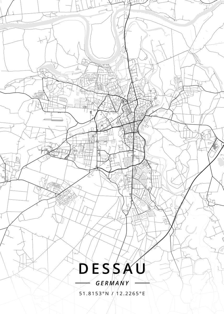 'Dessau Germany' Poster, picture, metal print, paint by Designer Map ...
