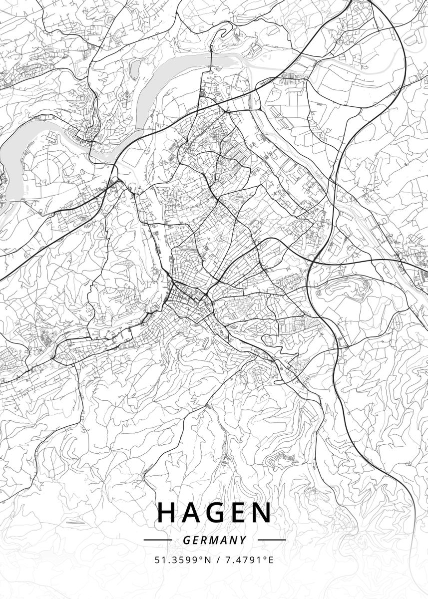 'Hagen Germany' Poster by Designer Map Art Displate