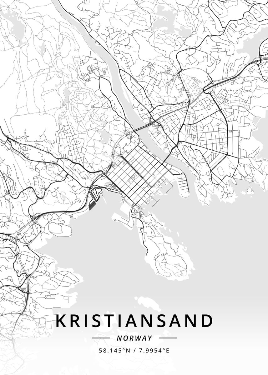 Kristiansand Norway' Poster by Designer Map Art | Displate