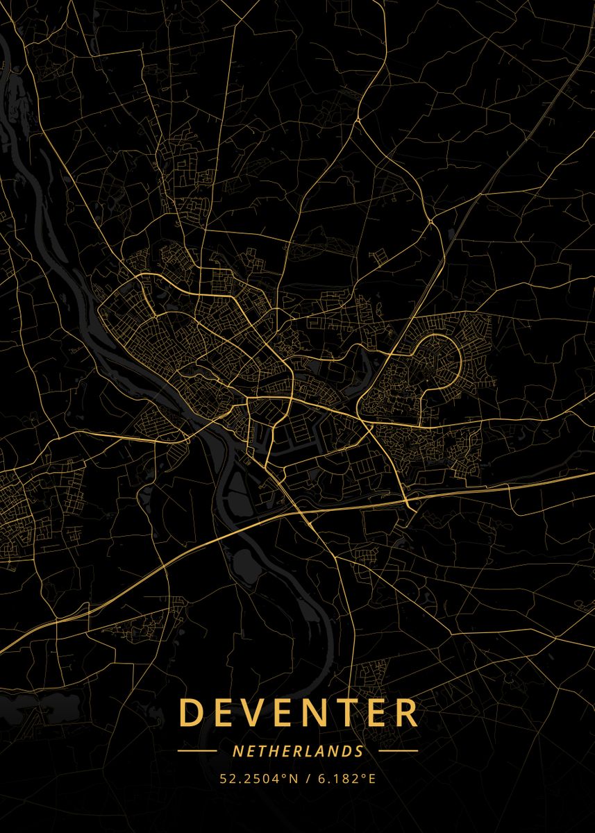 'Deventer Netherlands' Poster by Designer Map Art Displate