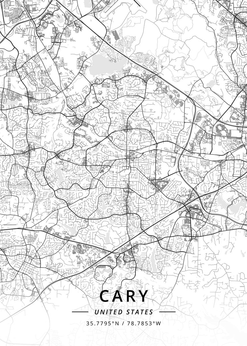 ‘Cary United States’ Poster by Designer Map Art | Displate