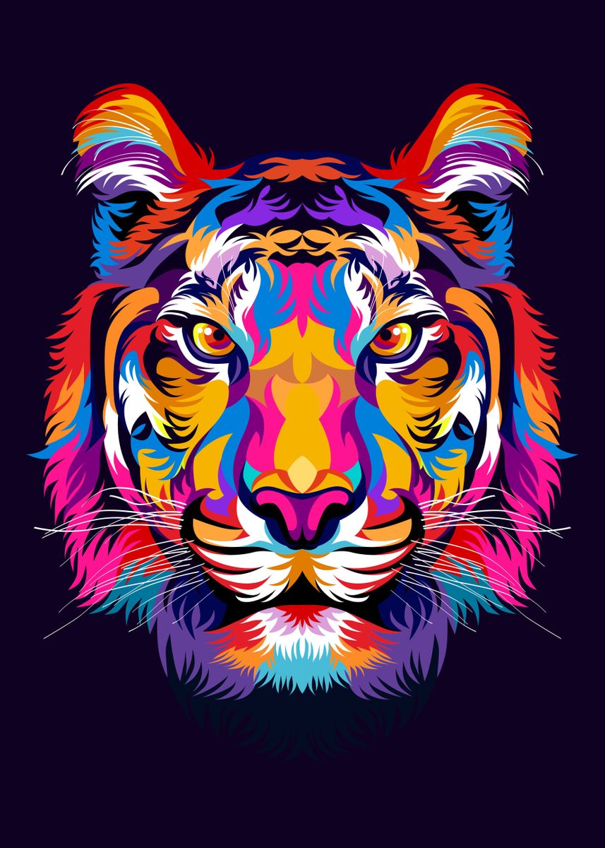 'Colorful Tiger ' Poster by Cholik Hamka | Displate