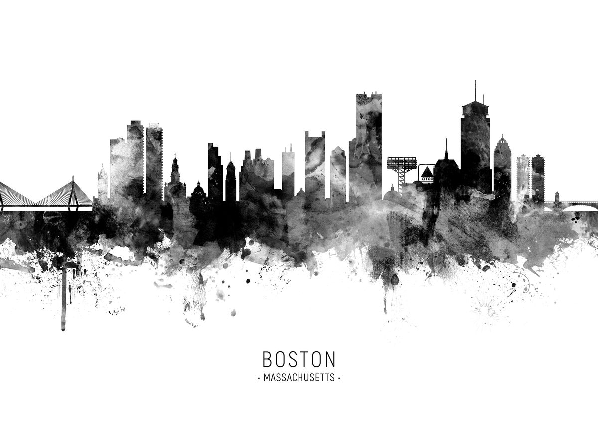 Boston Skyline Poster Print By Michael Tompsett Displate