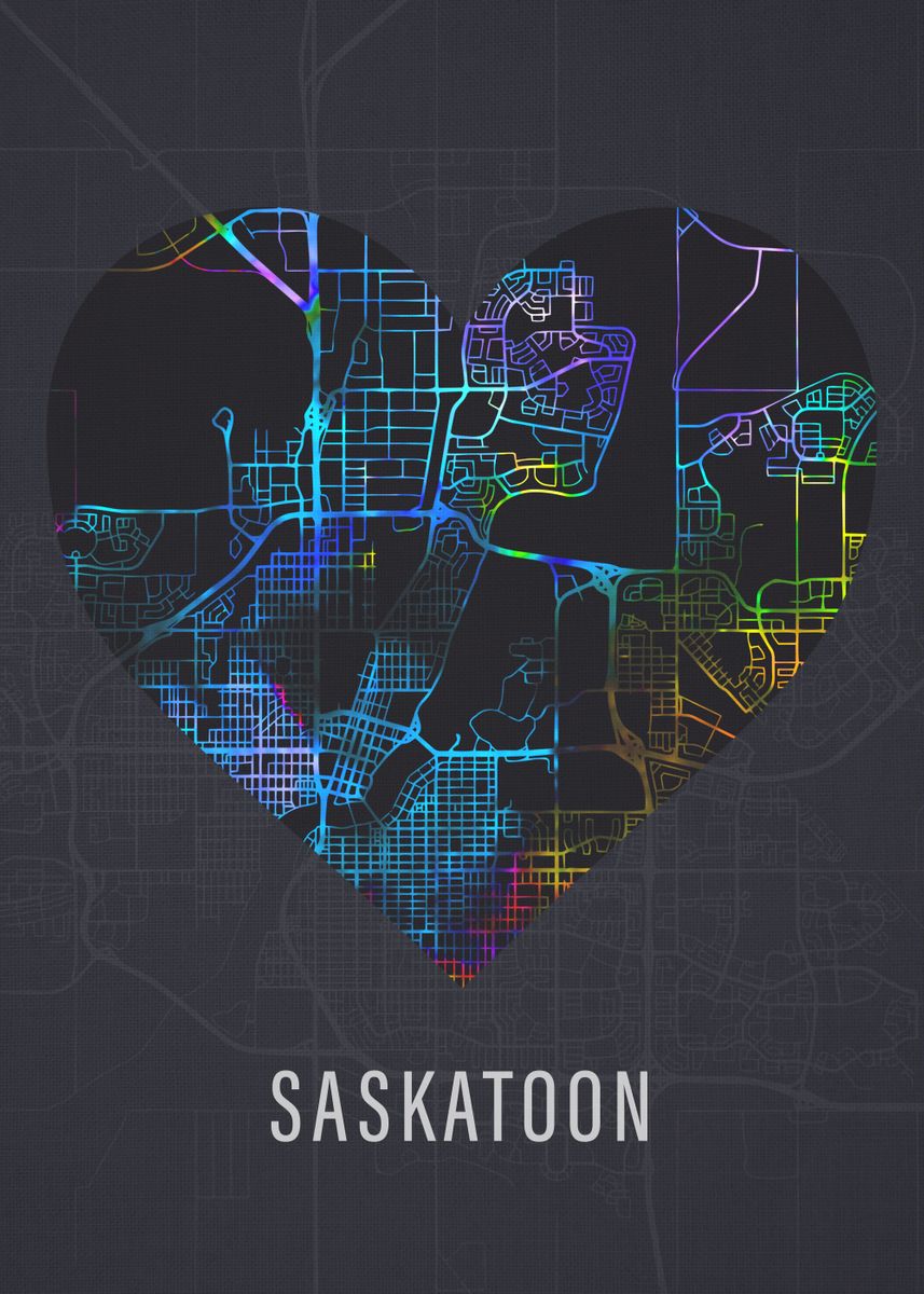 Saskatoon Canada City Map Poster By Design Turnpike Displate   28e87577eeea8bb74452a1f6add263bf C907a3922ec114953ab3b8ea64c4e068 