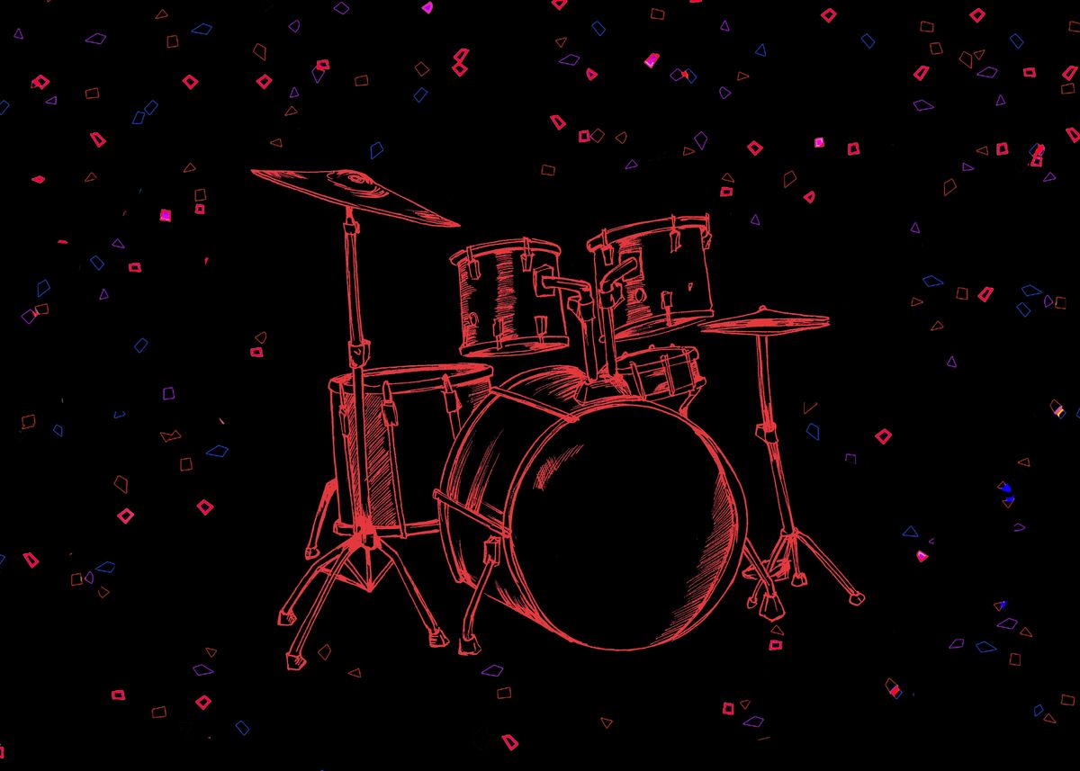 'Neon Music Drumset' Poster by Sketch Monroy | Displate