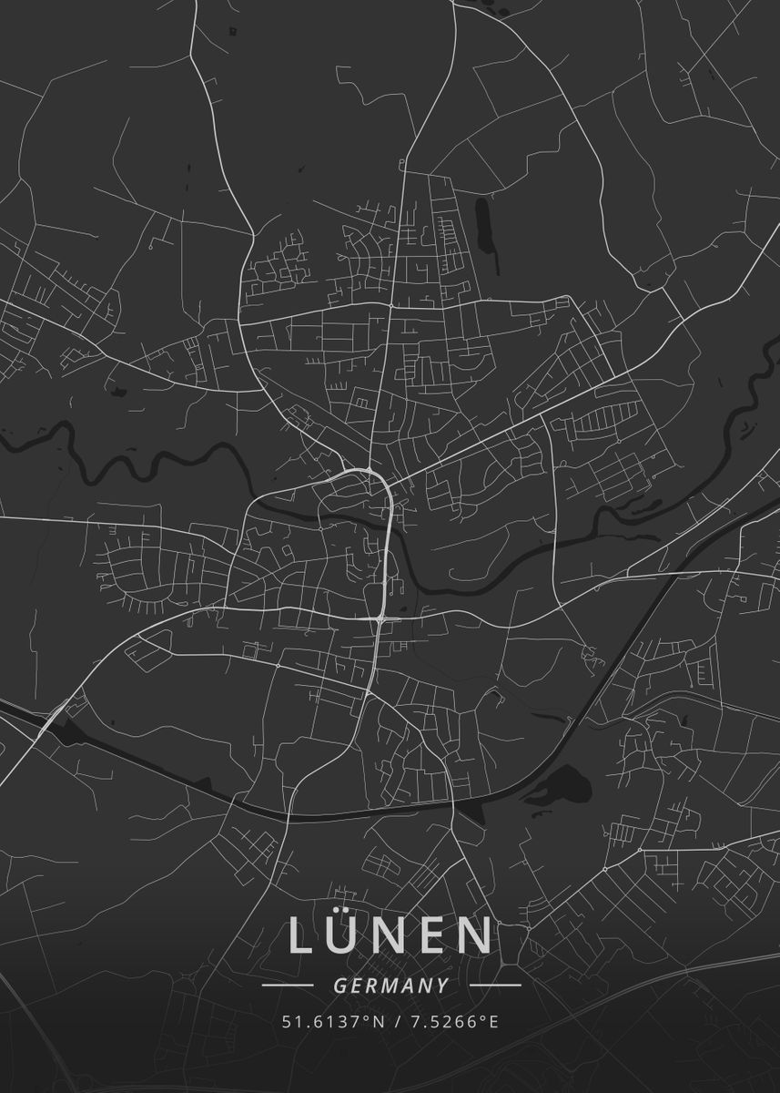 'Lunen Germany' Poster by Designer Map Art Displate