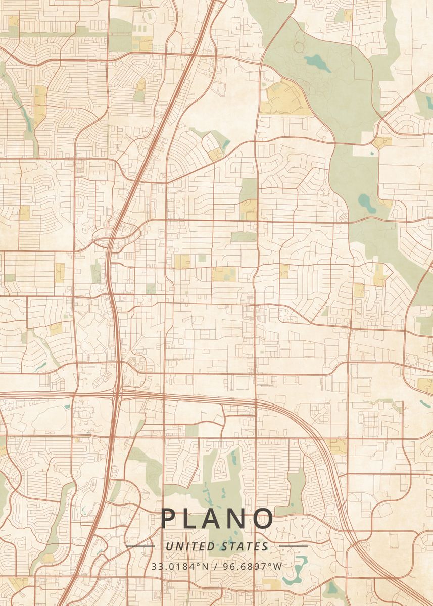 'Plano United States' Poster by Designer Map Art | Displate