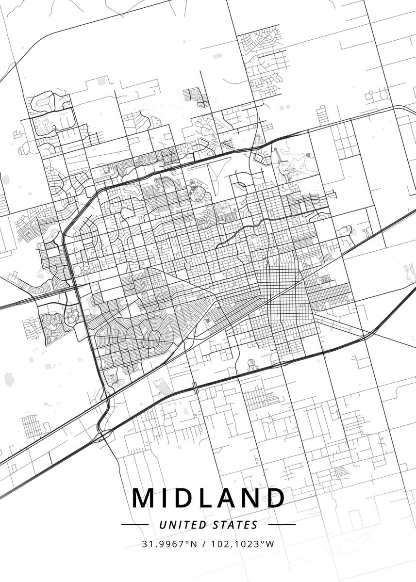 'Midland United States' Poster by Designer Map Art | Displate