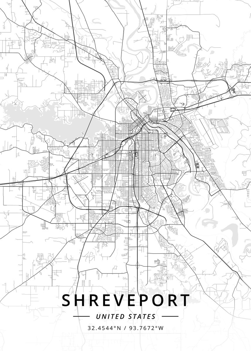 Shreveport United States Poster By Designer Map Art Displate 