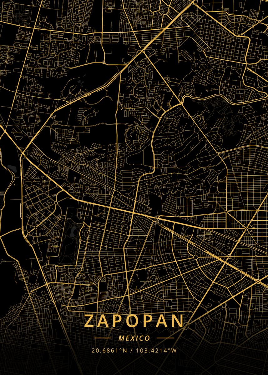 'Zapopan Mexico' Poster by Designer Map Art | Displate