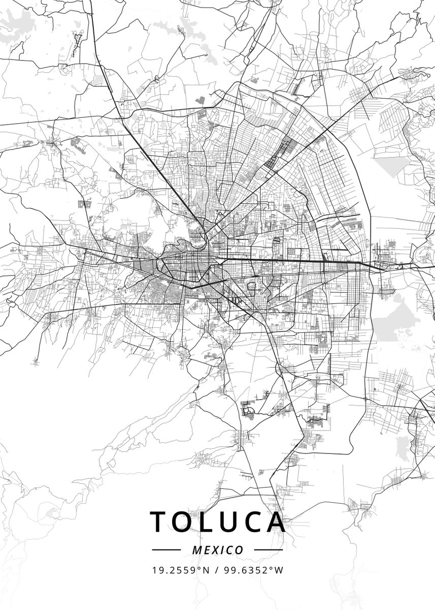 'Toluca Mexico' Poster by Designer Map Art | Displate