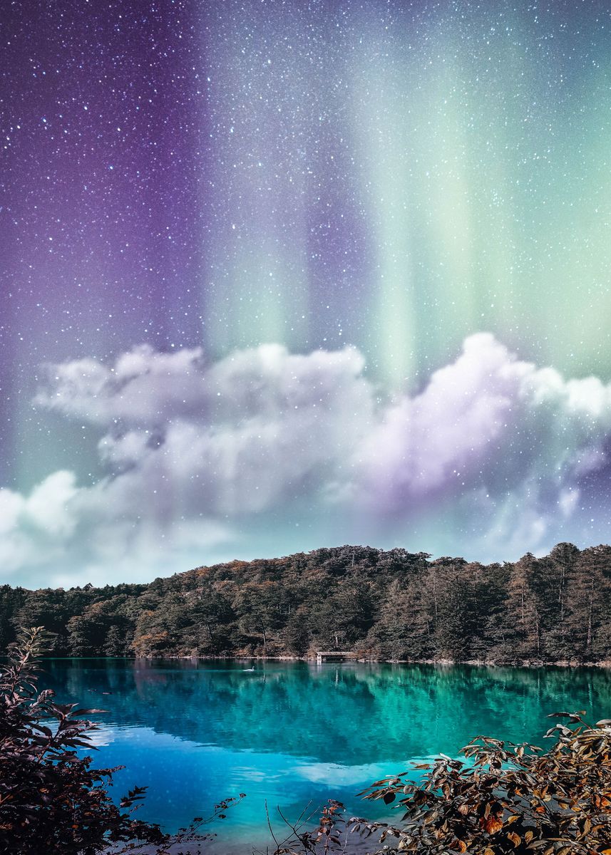 Purple Northern Lights Poster By Okan Byrm Displate