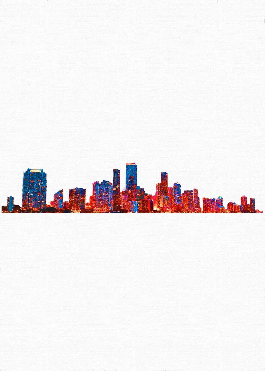 'Miami Skyline' Poster by Ed Trickett | Displate