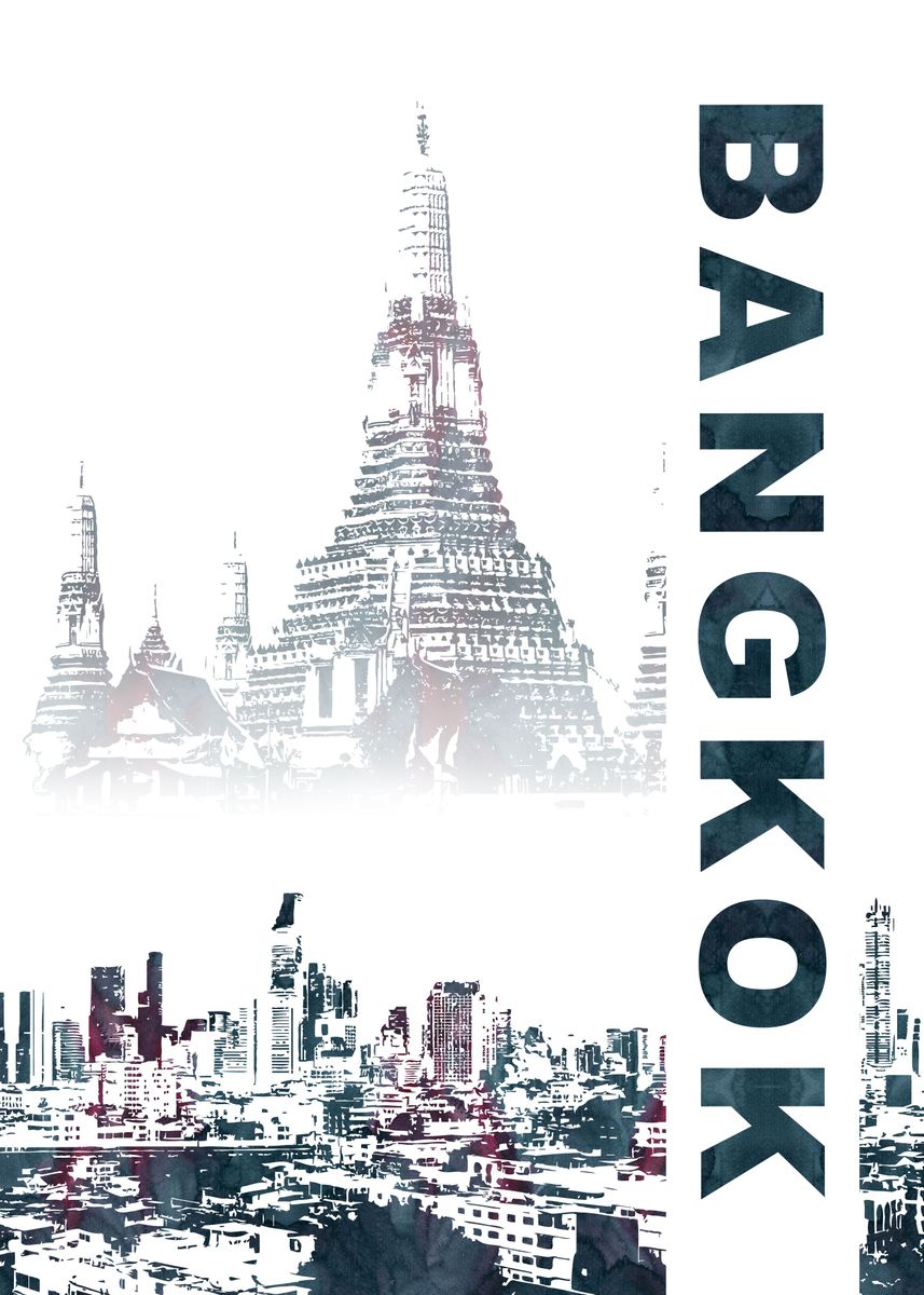 'Bangkok' Poster, picture, metal print, paint by Printed Artings | Displate