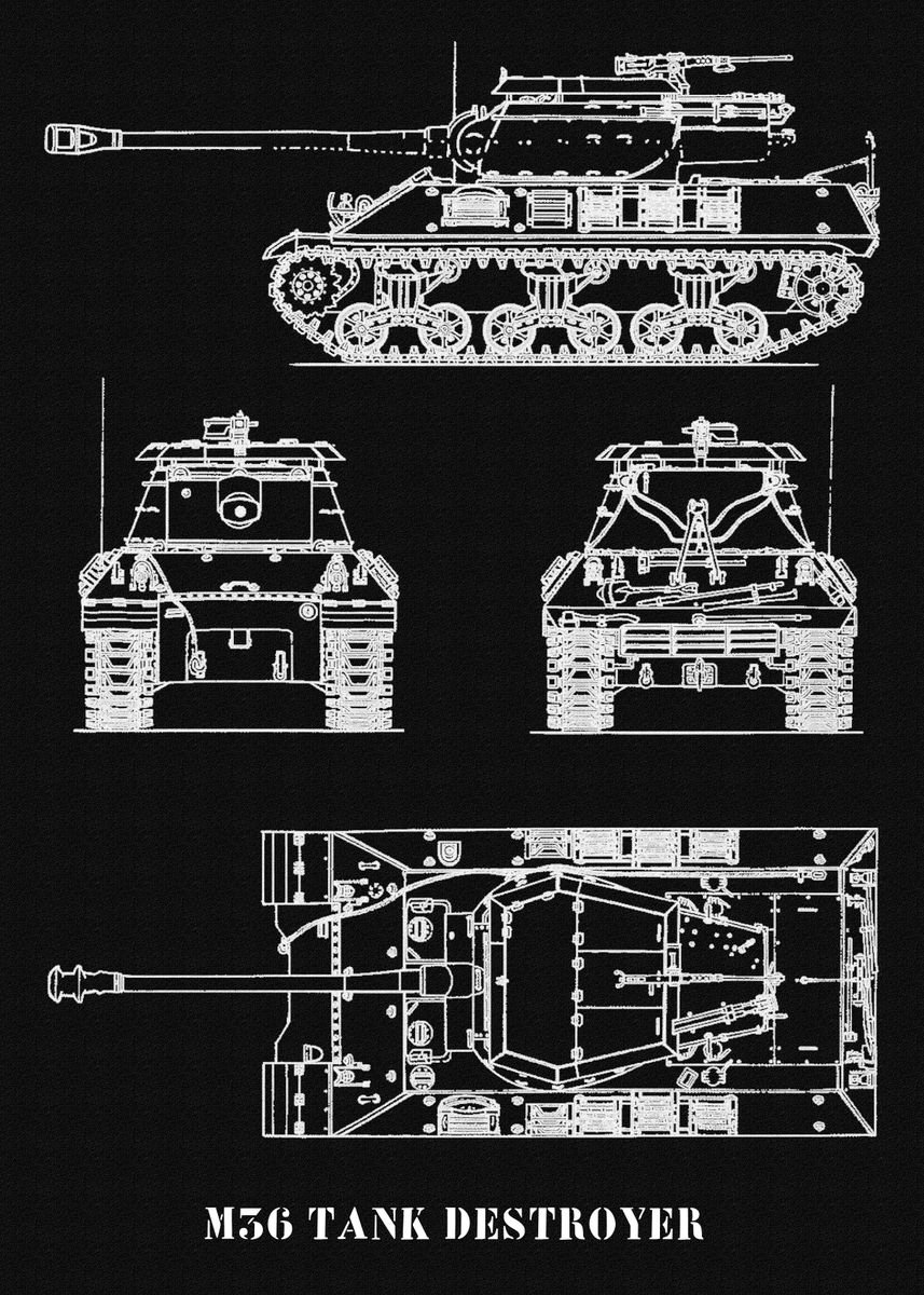 'M36 TANK DESTROYER' Poster, picture, metal print, paint by Blueprint ...