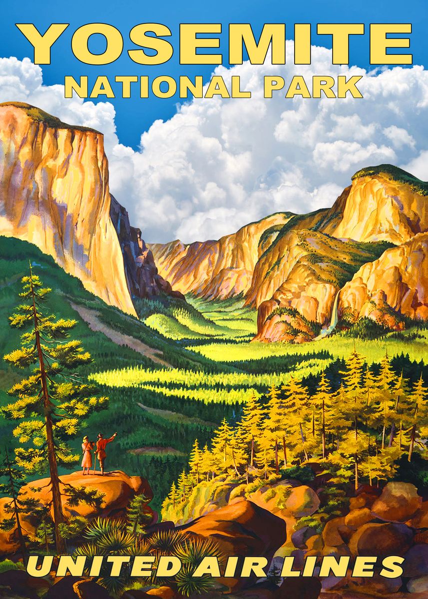 'Visit Yosemite' Poster, picture, metal print, paint by Ed Trickett
