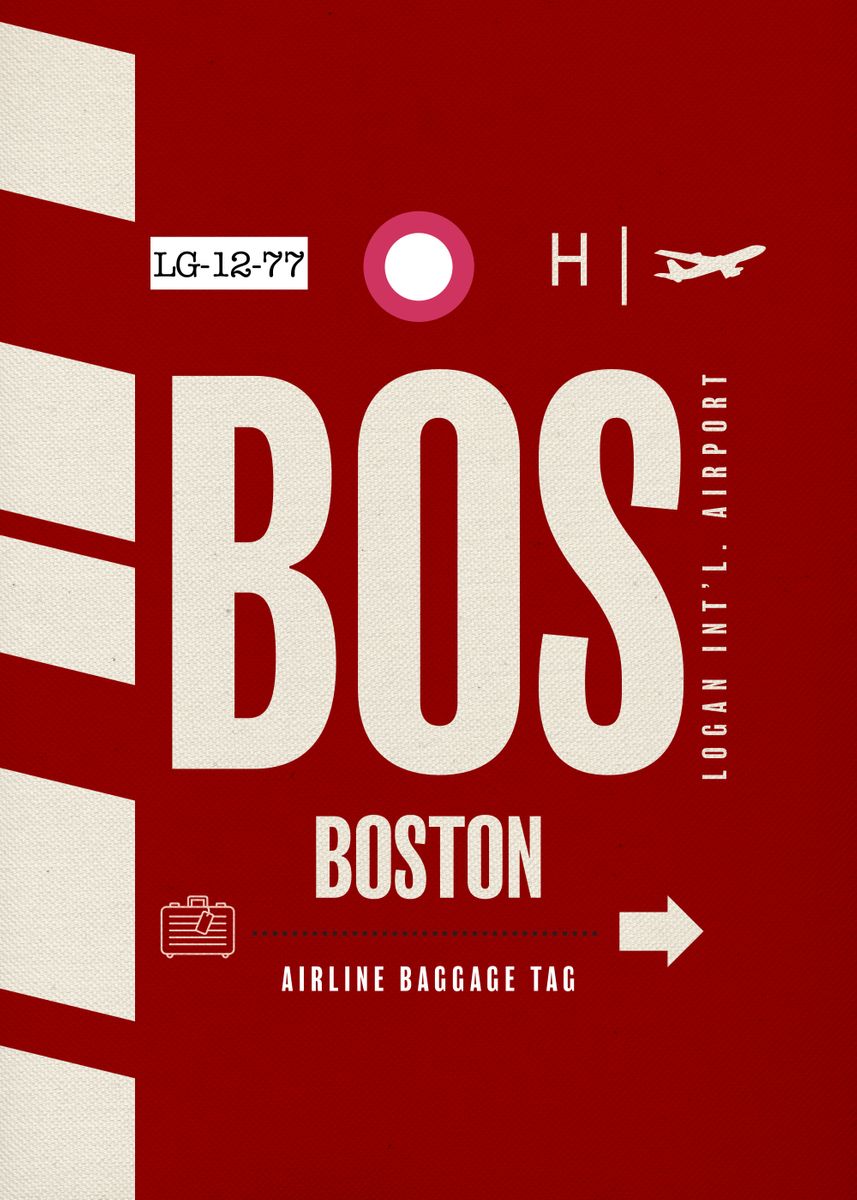 Boston Bos Airport Tag Poster By Design Turnpike Displate<script async src=