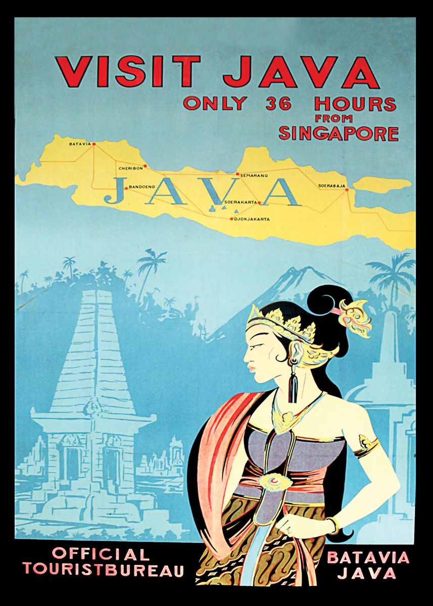 'Visit Java' Poster, picture, metal print, paint by Long Shot | Displate