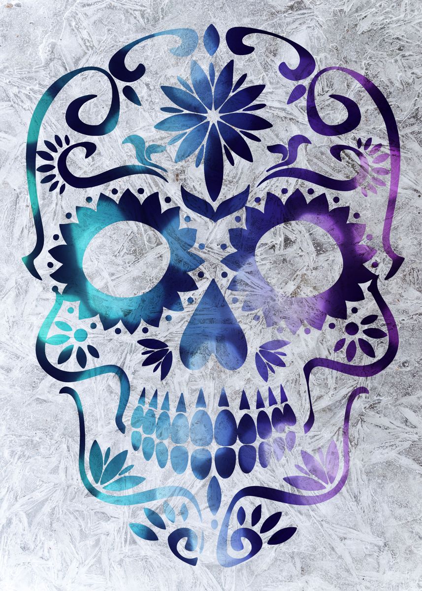 'sugar Skull Ice Blue' Poster By Atomic Chinook 