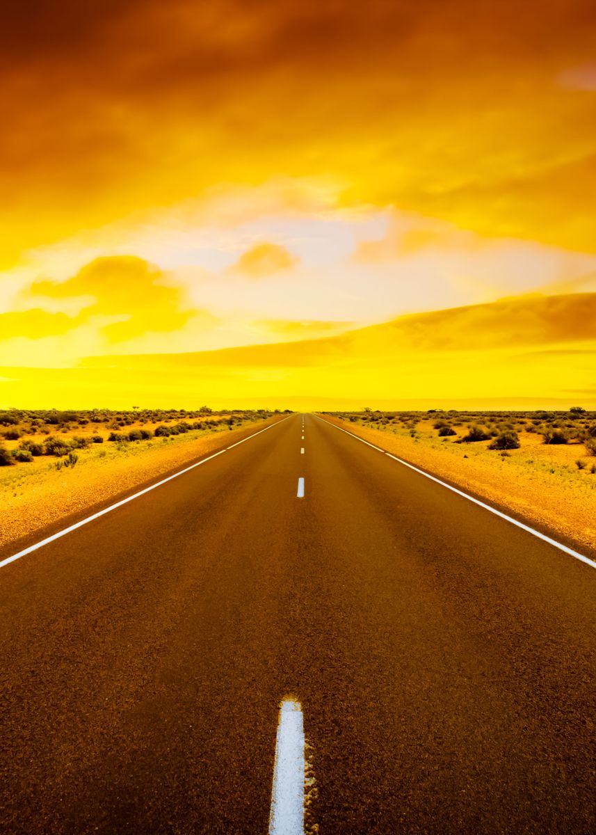 'Sunset Road' Poster, picture, metal print, paint by Stunning ...