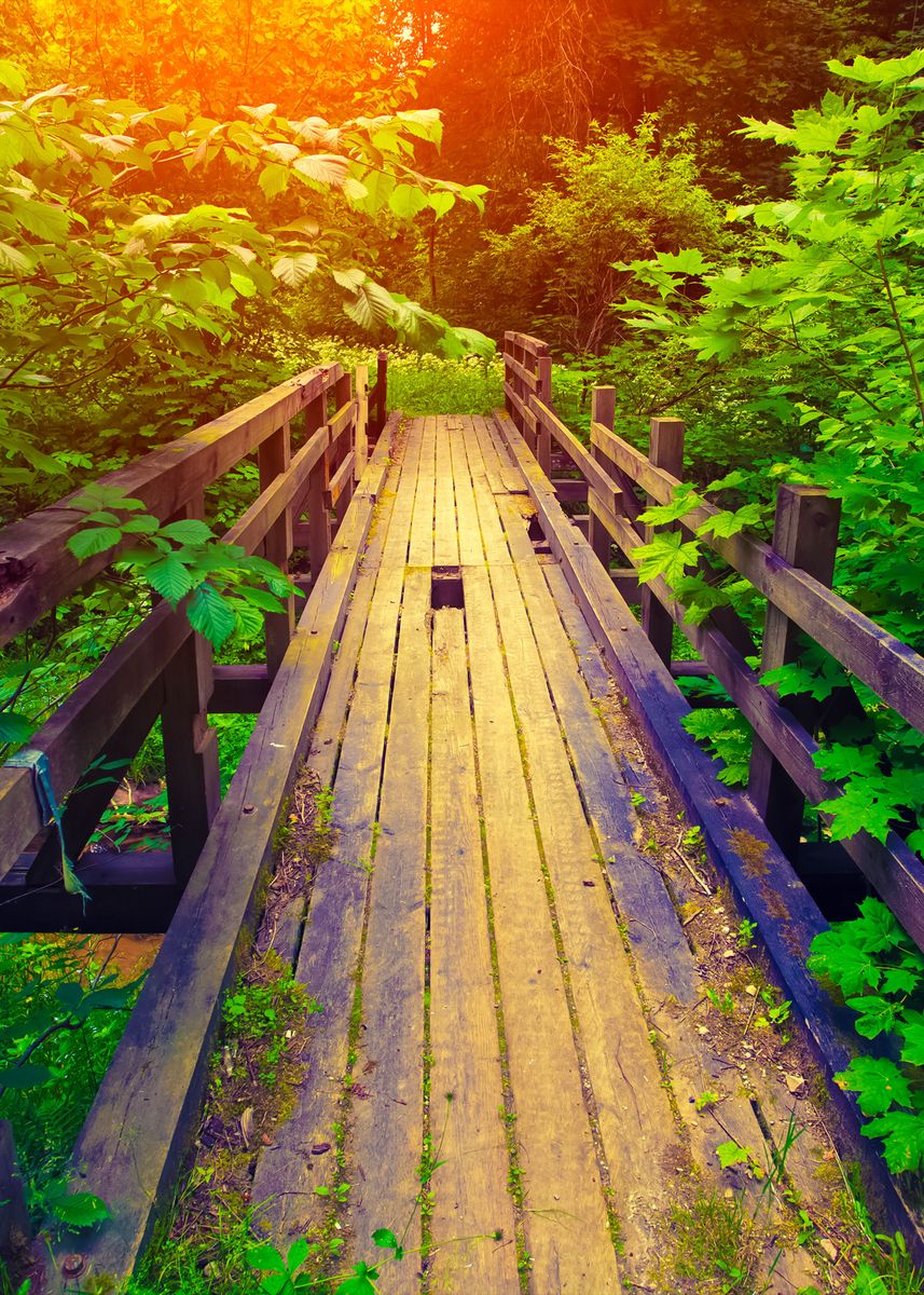 'Old Broken Wooden Bridge' Poster by Stunning Wallpapers | Displate