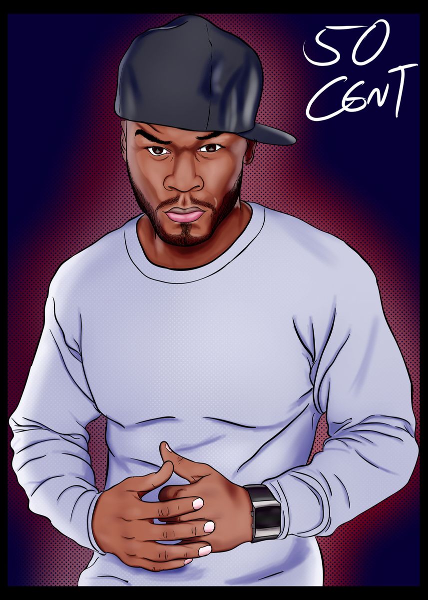 Cartoon 50 Cent' Poster by Miguel Santana | Displate