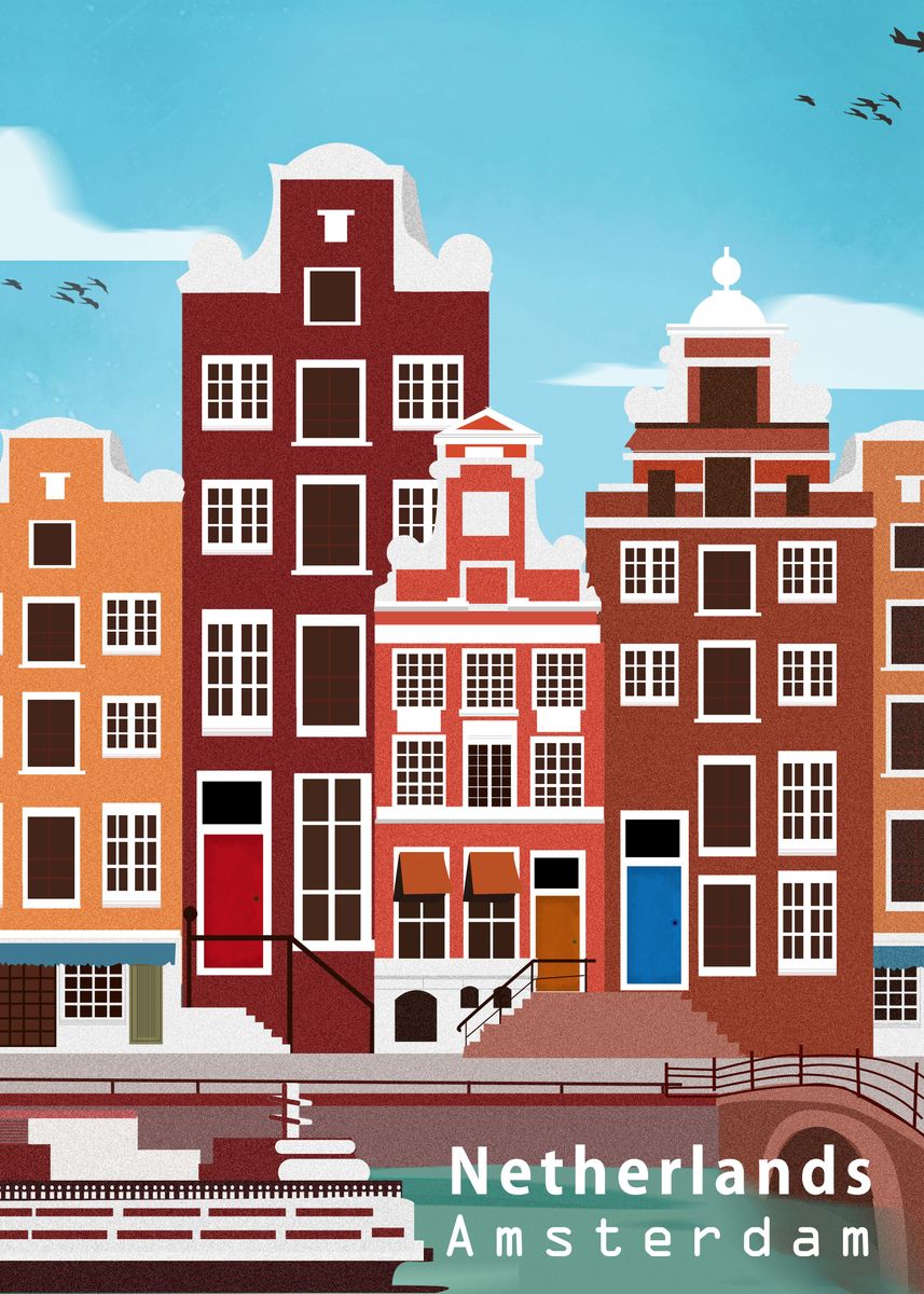 'Amsterdam City' Poster, picture, metal print, paint by Olivia Matt ...