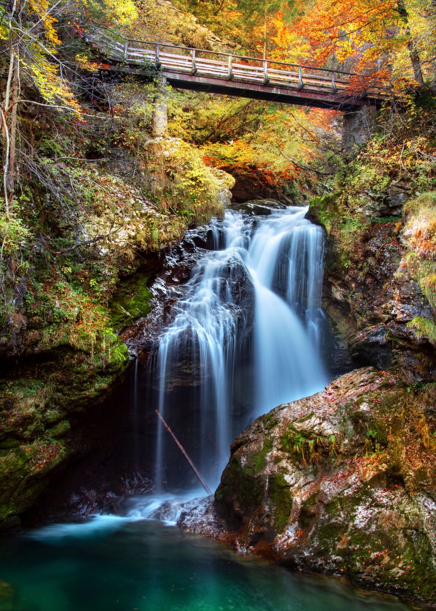 'waterfall vintgar klamm' Poster, picture, metal print, paint by alex ...