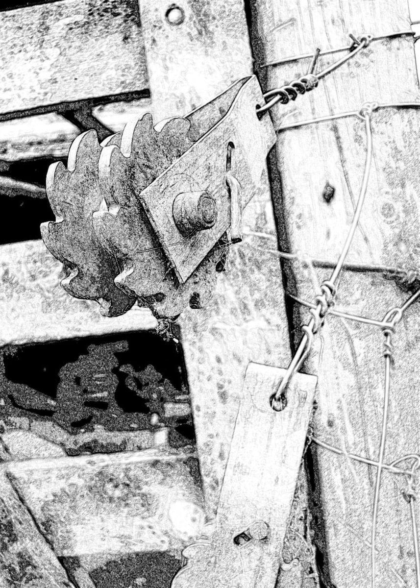 'Fence Strainer Sketch' Poster by Martin Fredrickson Displate