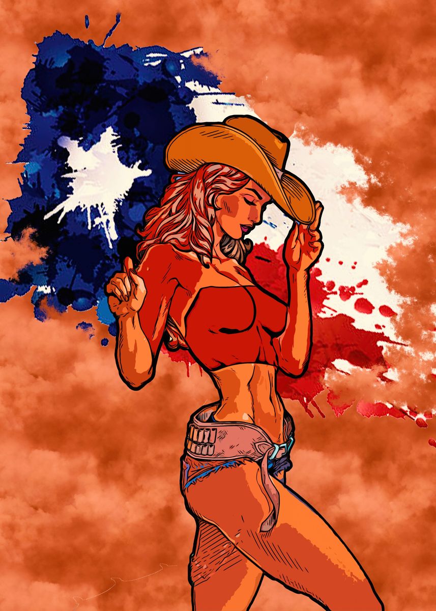 'texas girl' Poster by misbah dinara | Displate