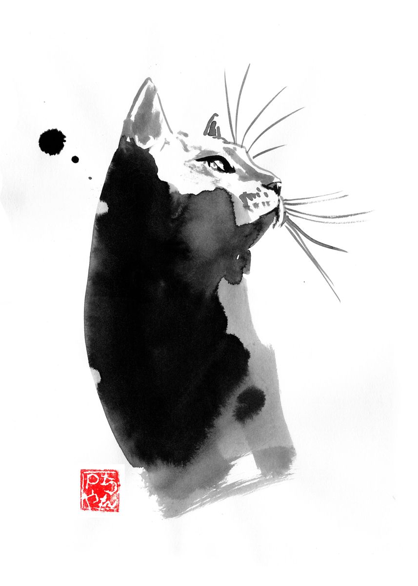 'idea Cat' Poster, Picture, Metal Print, Paint By Pechane Sumie 