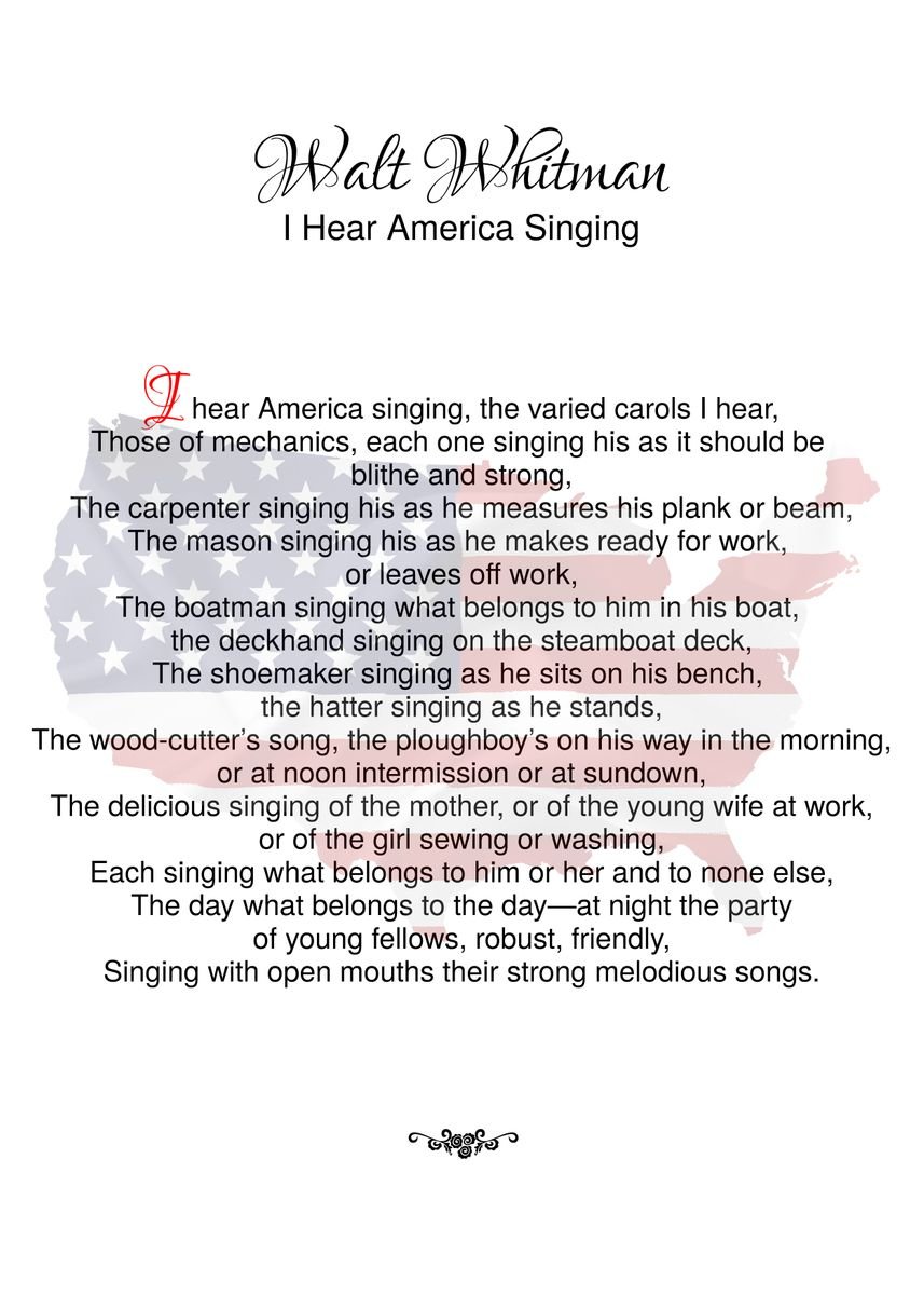 what is the poem i hear america singing about
