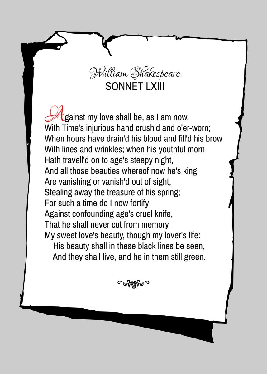 'shakespeare Sonnet 63' Poster, Picture, Metal Print, Paint By Art 