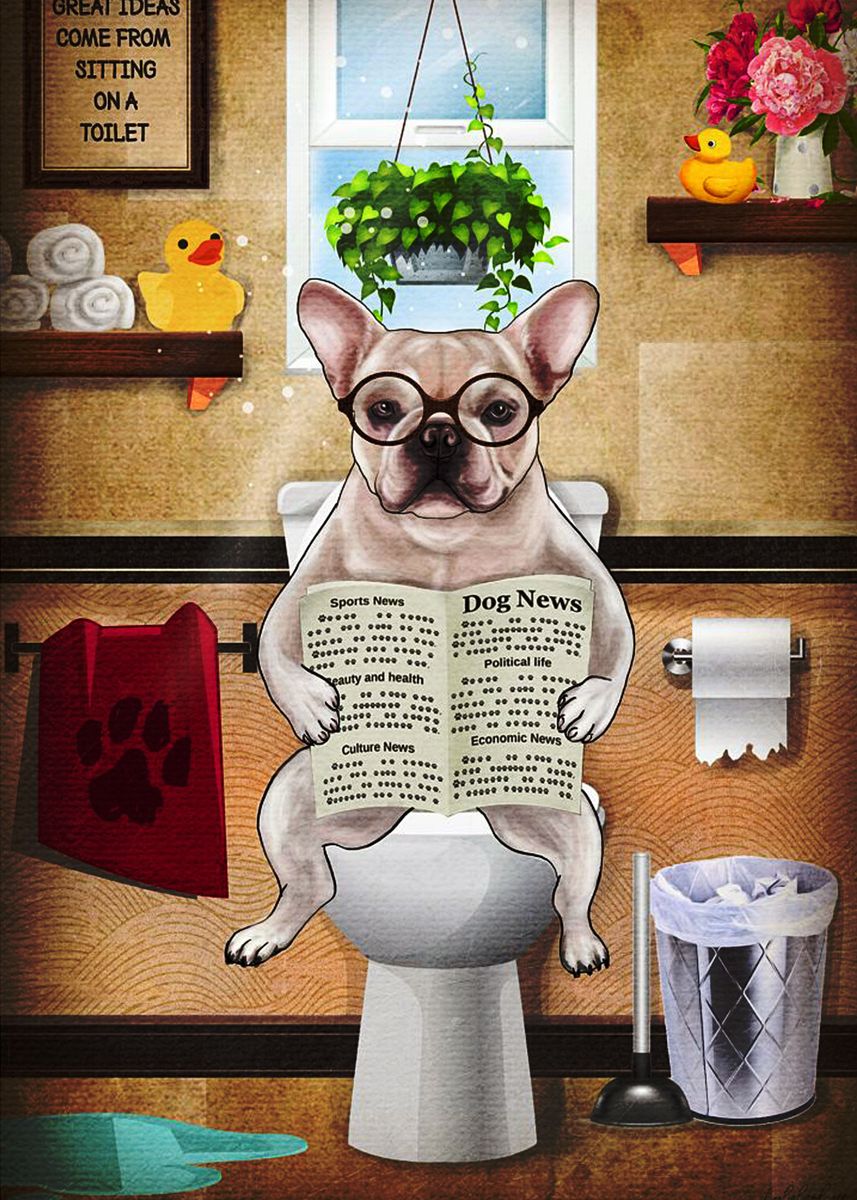 'Frenchie Flush Toilet Art' Poster by ButtDero  | Displate