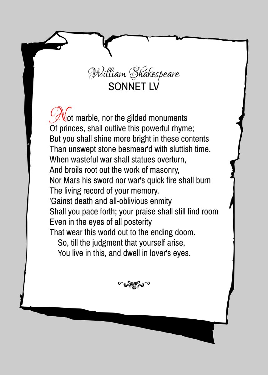 'Shakespeare Sonnet 55' Poster, picture, metal print, paint by Art ...