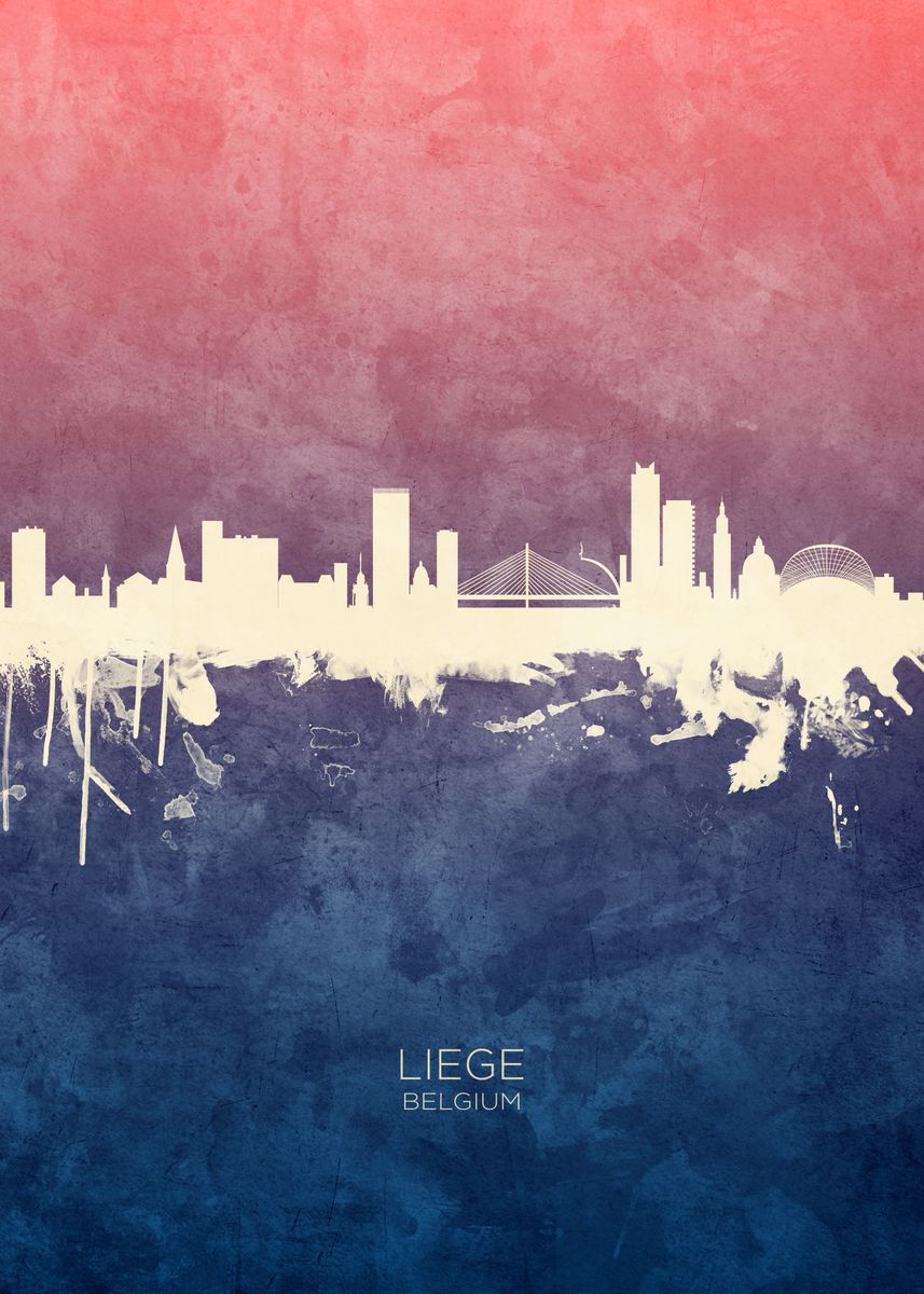 'Liege Belgium Skyline' Poster by Michael Tompsett | Displate