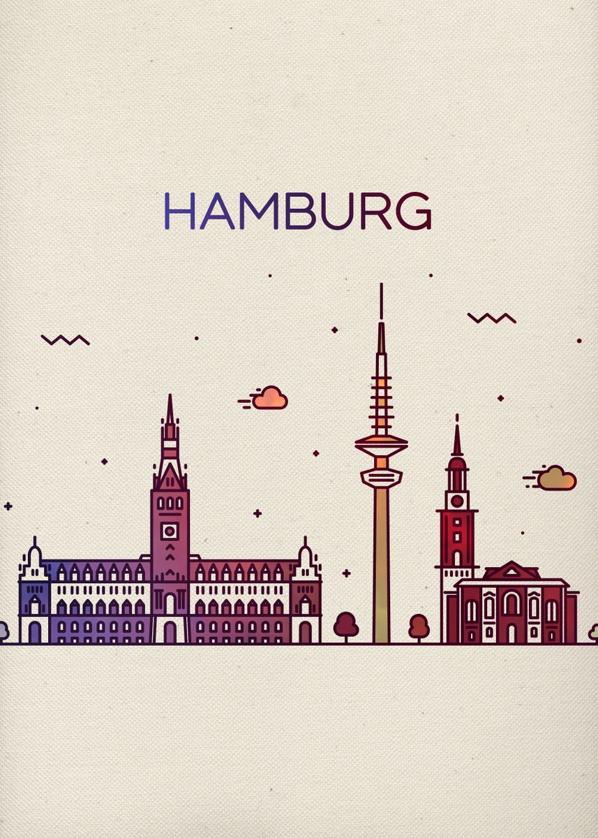 'Hamburg City Skyline Art' Poster by Design Turnpike | Displate