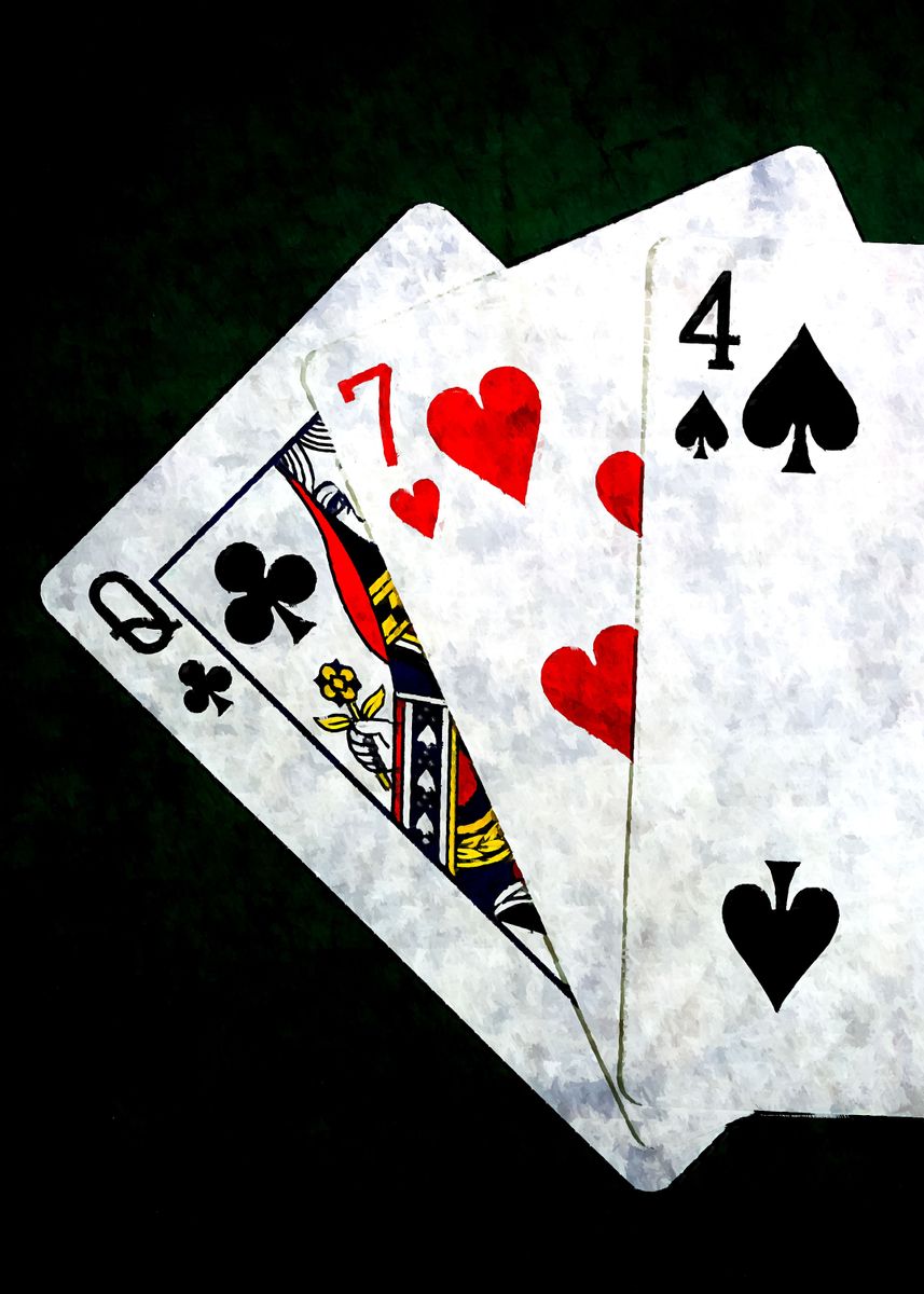 'Blackjack Queen Seven Four' Poster, picture, metal print, paint by Art Ofphotos Displate