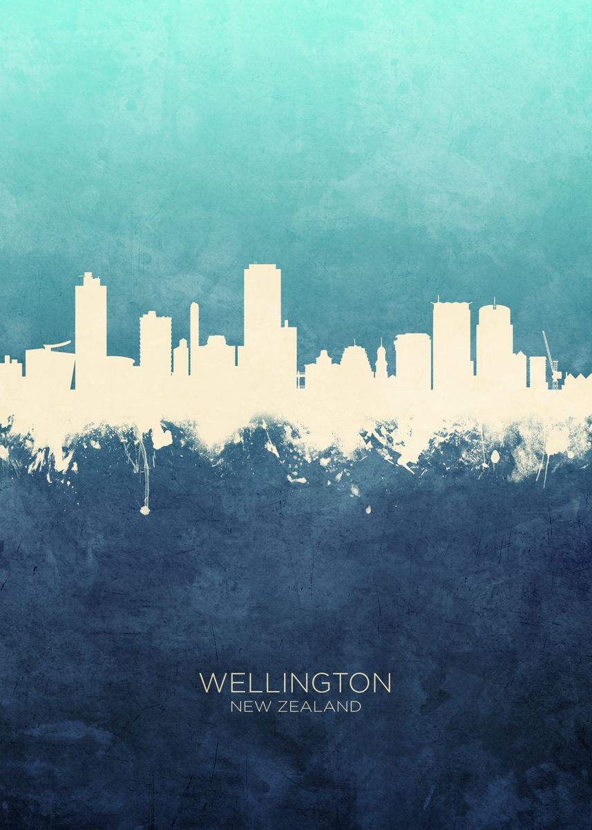 'Wellington Skyline' Poster by Michael Tompsett | Displate