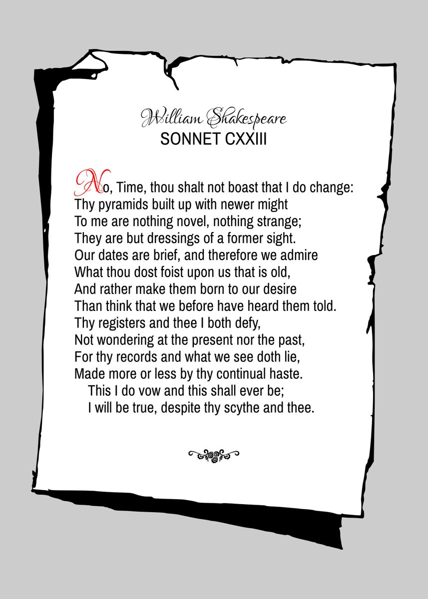 'Shakespeare Sonnet 123' Poster, Picture, Metal Print, Paint By Art ...