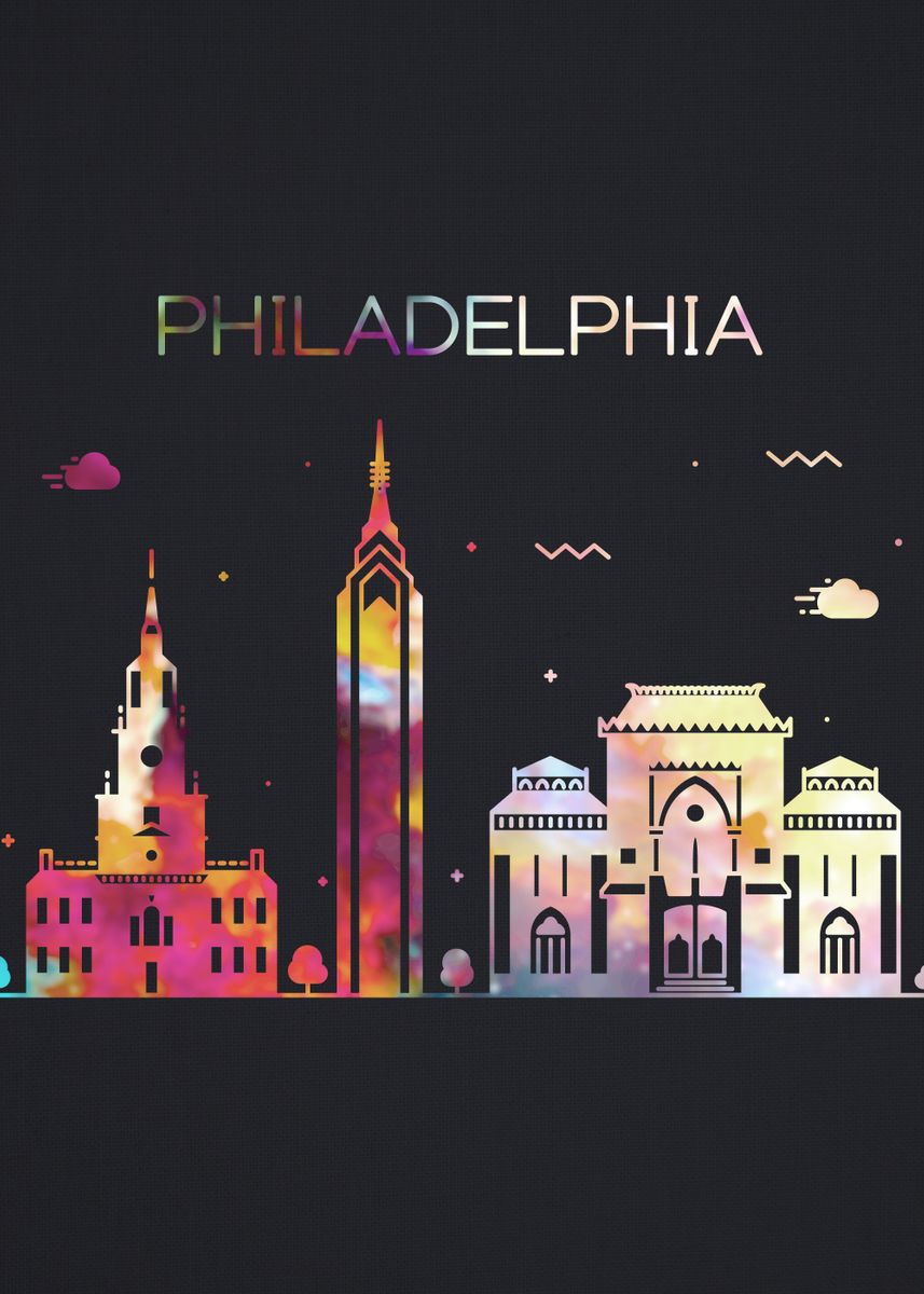 Philadelphia Graphics 'Philadelphia City Skyline' Poster, picture, metal print, paint by ...