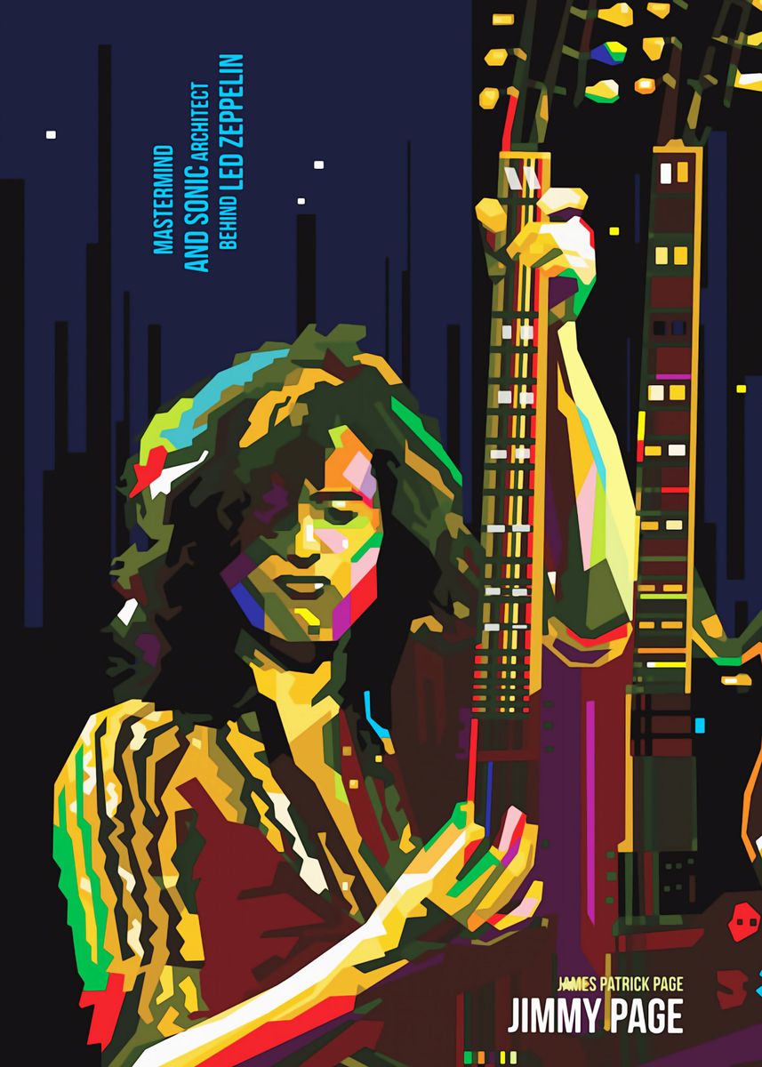 'jimmy page' Poster, picture, metal print, paint by Ensandia art | Displate