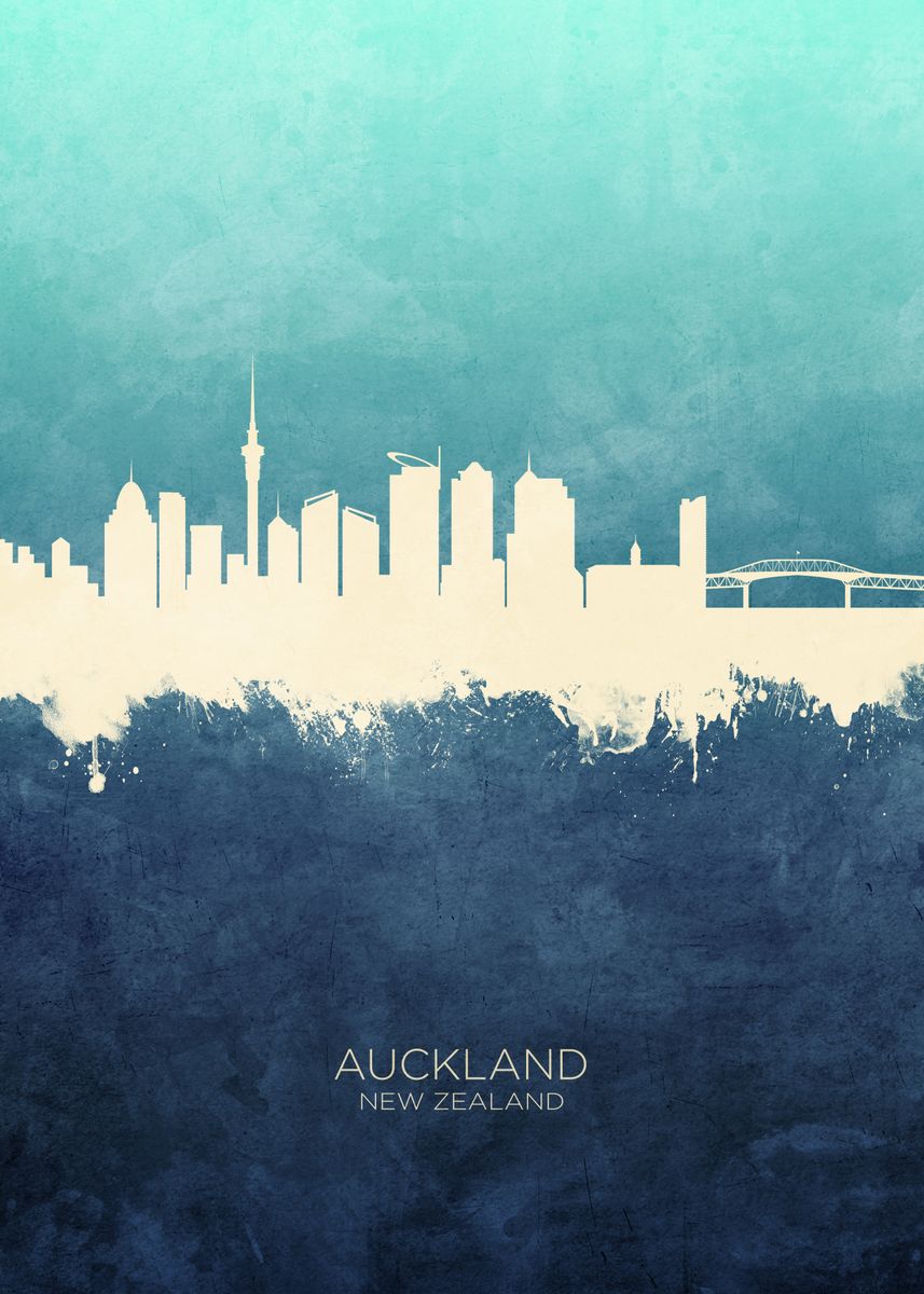 'Auckland Skyline' Poster by Michael Tompsett Displate
